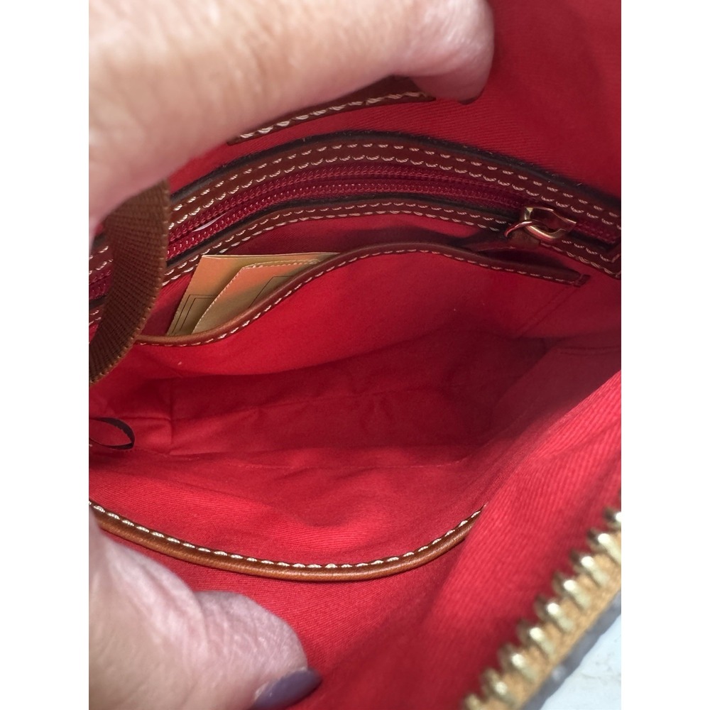 Dooney & Bourke Lizard Embossed Letter Carrier Crossbody‎ Black Red - Picture 10 of 15
